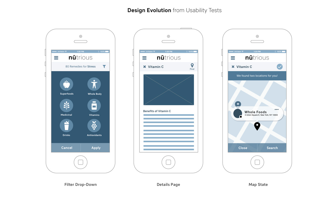 nutrious wireframes