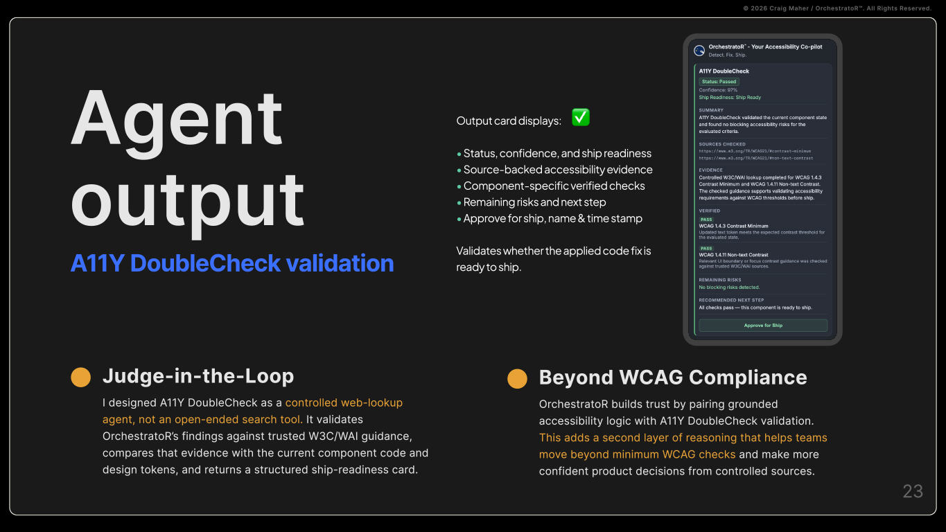 A11Y DoubleCheck validation output card