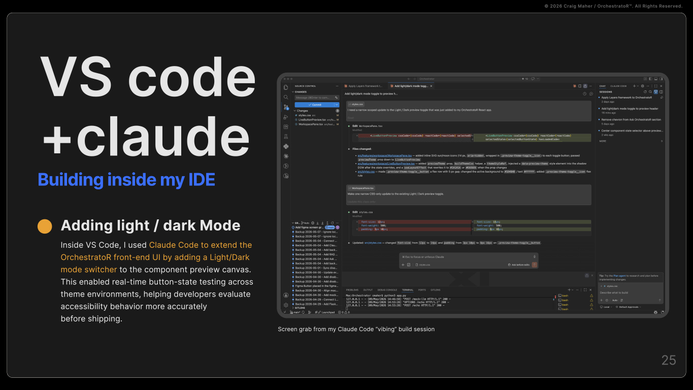 VS Code and Claude Code development workspace